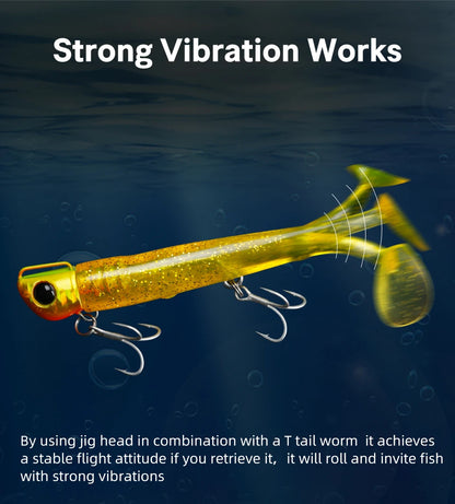 Jig Head Soft Fishing Lure 110mm 35g Long Casting Sea Bass Flounder Soft Body Swimbait Set With Saltwater Treble Hook