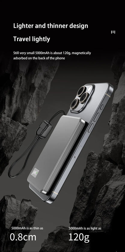 500000mAh Magnetic Power Bank Portable Wireless PD22.5W Fast Charging External Battery for Magsafe For iPhone Samsung