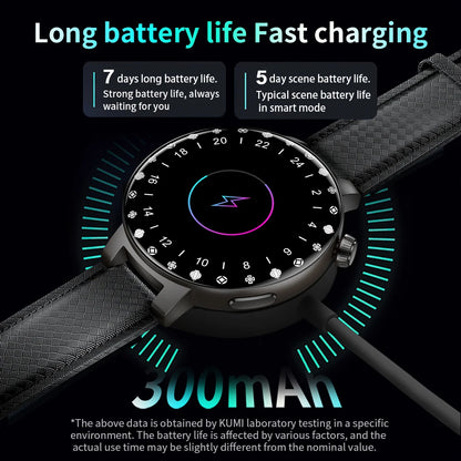 KUMI GT6 Pro 1.3" 360*360 AMOLED Smart watch 100+Sport Modes IP68 waterproof Bluetooth call Sleep Healthy Monitor for iOSAndroid