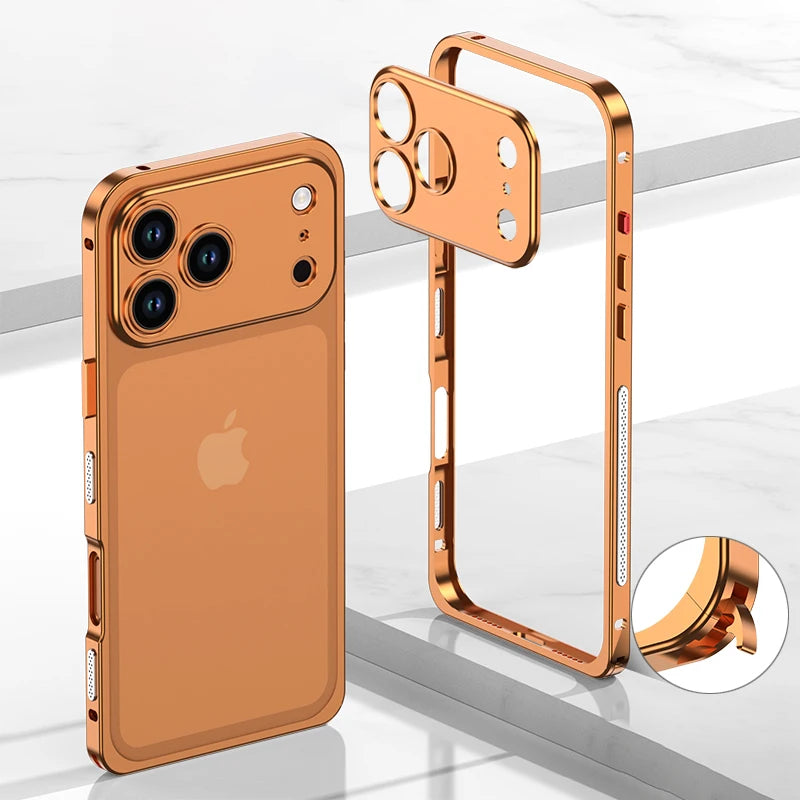 Metal Frame Bumper Phone Case For iPhone 17 16 15 14 13 Pro Max Plus 17Air Aluminum Alloy Lens Heat Dissipation Shockproof Cover