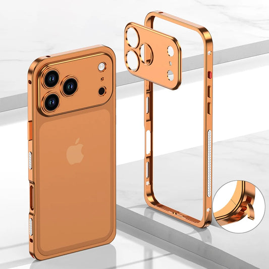 Metal Frame Bumper Phone Case For iPhone 17 16 15 14 13 Pro Max Plus 17Air Aluminum Alloy Lens Heat Dissipation Shockproof Cover