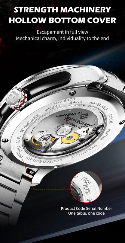 HANBORO Chime Series Modified Movement Men's Personalized Automatic Mechanical Watch