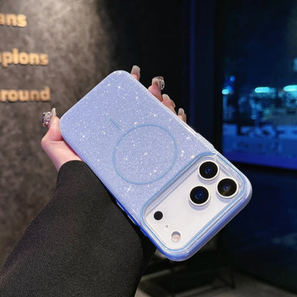 Luxury Glitter Bling Ultra Thin Phone Case For iPhone 17 16 15 14 Plus 17 Pro Max Magsafe Wireless Charge Shockproof Hard Cover