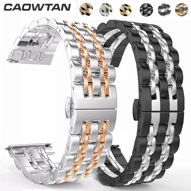 Samsung Galaxy Watch 3 4 5 45mm Gear S3 46mm 42mm Active2 40 44mm Stainless Steel Strap for Amazift BIP 2 GTR