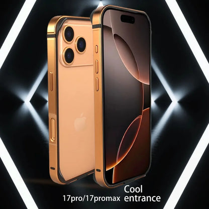 Luxury Rugged Glossy Metal Aluminum Alloy Frame Case For IPhone 17 Pro Max 17Pro Original Color Metal Slim Bare-bones Feel Cover