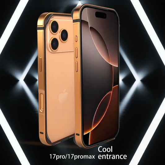 Luxury Rugged Glossy Metal Aluminum Alloy Frame Case For IPhone 17 Pro Max 17Pro Original Color Metal Slim Bare-bones Feel Cover