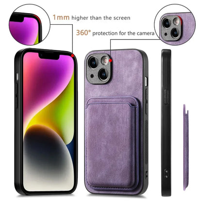 Vintage Leather Case with Detachable Magnetic Wallet Card Holder For iPhone 17 Air 16e 16 Pro Max 15 14 Plus 13 12 11