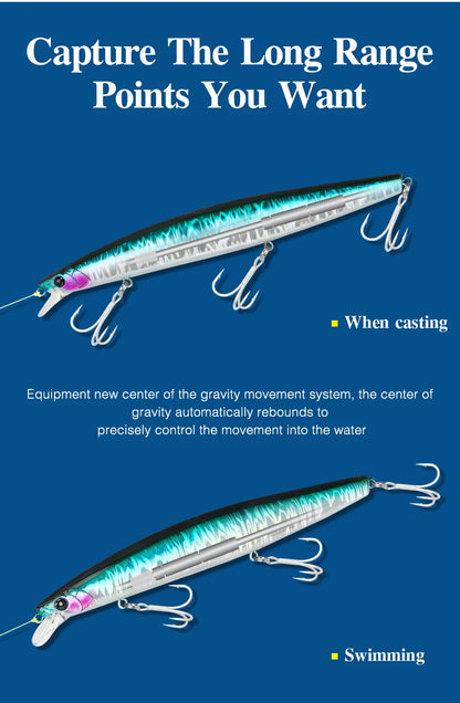 Floating Minnow Fishing Lure DW110 STINGER 163mm 31g Sea Fishing Hard Bait Piura Seabass Baits
