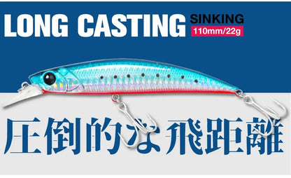 Sinking Minnow 110S DW77 110mm 22g Long Casting Fishing Lure Large Trout Seabass Sea Fishing Hard bait