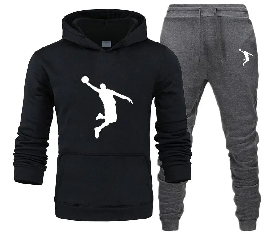 A new 2-piece set for men's casual sports hooded pullovers and sweatpants for outdoor jogging in Europe and America in 2025