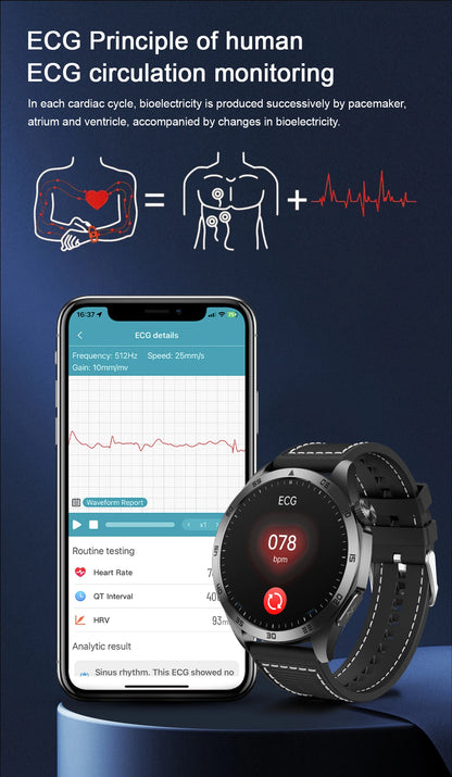 Huawei ECG+PPG Laser Treatment Health Smart Watch Three highs Clock Blood pressure Heart rate Men HD Call Bracelet