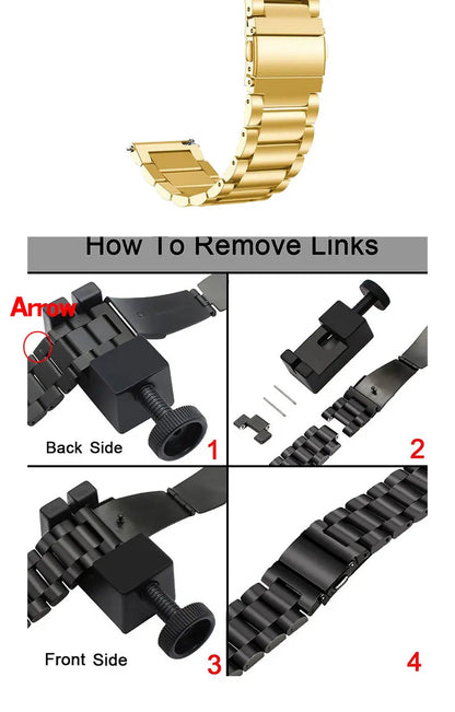 WatchBand For Amazfit Active/GTS 2/3/4 Mini Strap GTR 2/3/4 42 47mm stainless steel Bracelet For Amazfit Bip 3 5 Band