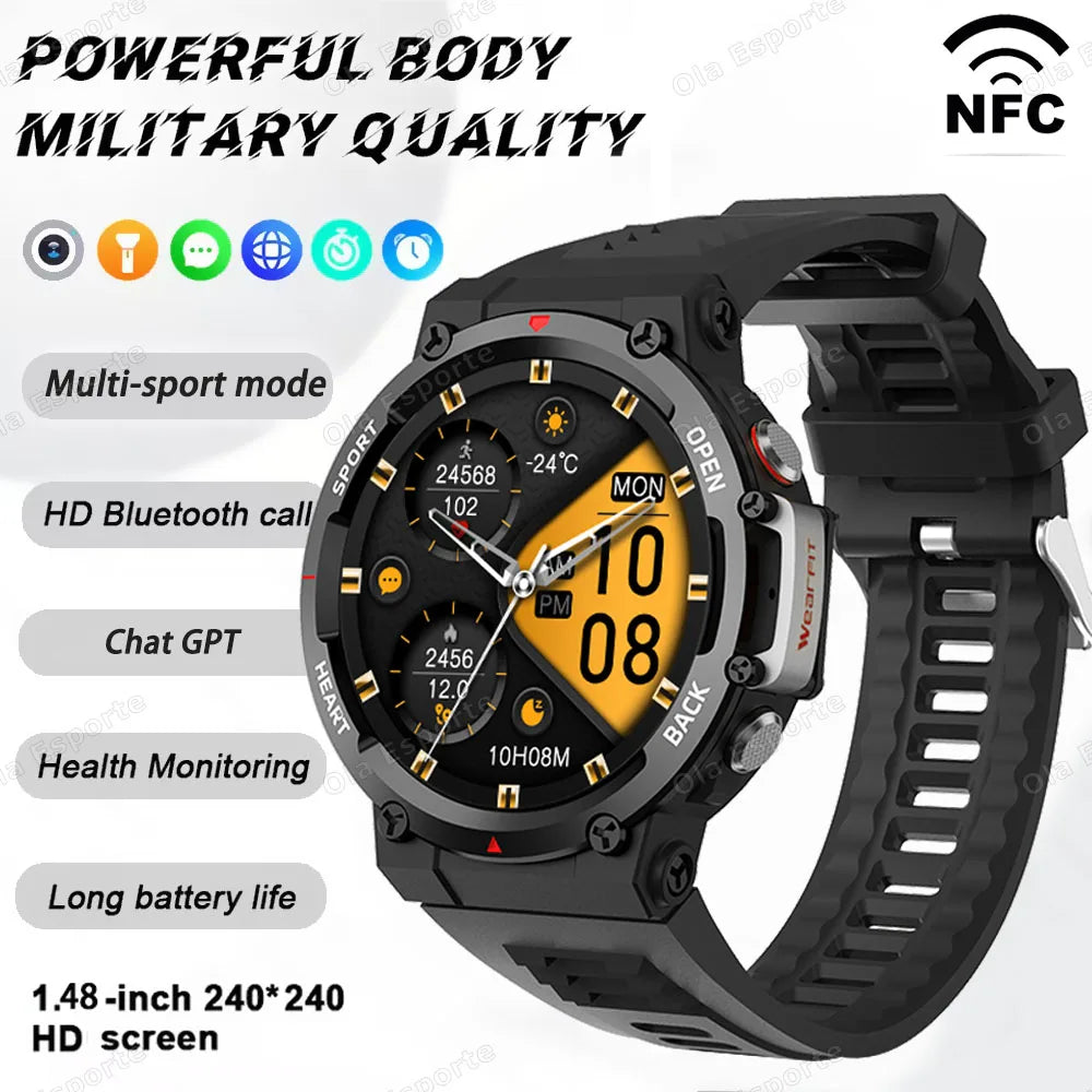 T-REX 3 Ultra Outdoor Military NFC Smart Watch Men GPS trackr Bluetooth Call Health Monitor Sports Smartwatch For Amazfit