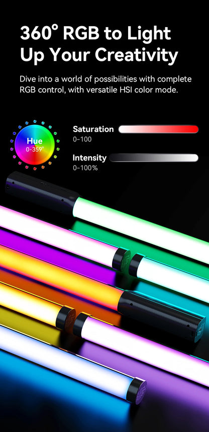 Ulanzi Upgraded VL119 Stick Light 10W RGB Light Wand Handheld Stick for Protrait Photography Live Streaming with Type-C Charging
