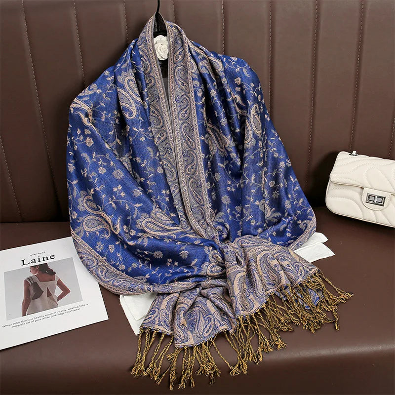 New Brand Autumn Pashmina Shawl Lady Wrap Headscarf Warm Winter Muslim Scarves Design Print Female Foulard Cotton Stoles Scarf