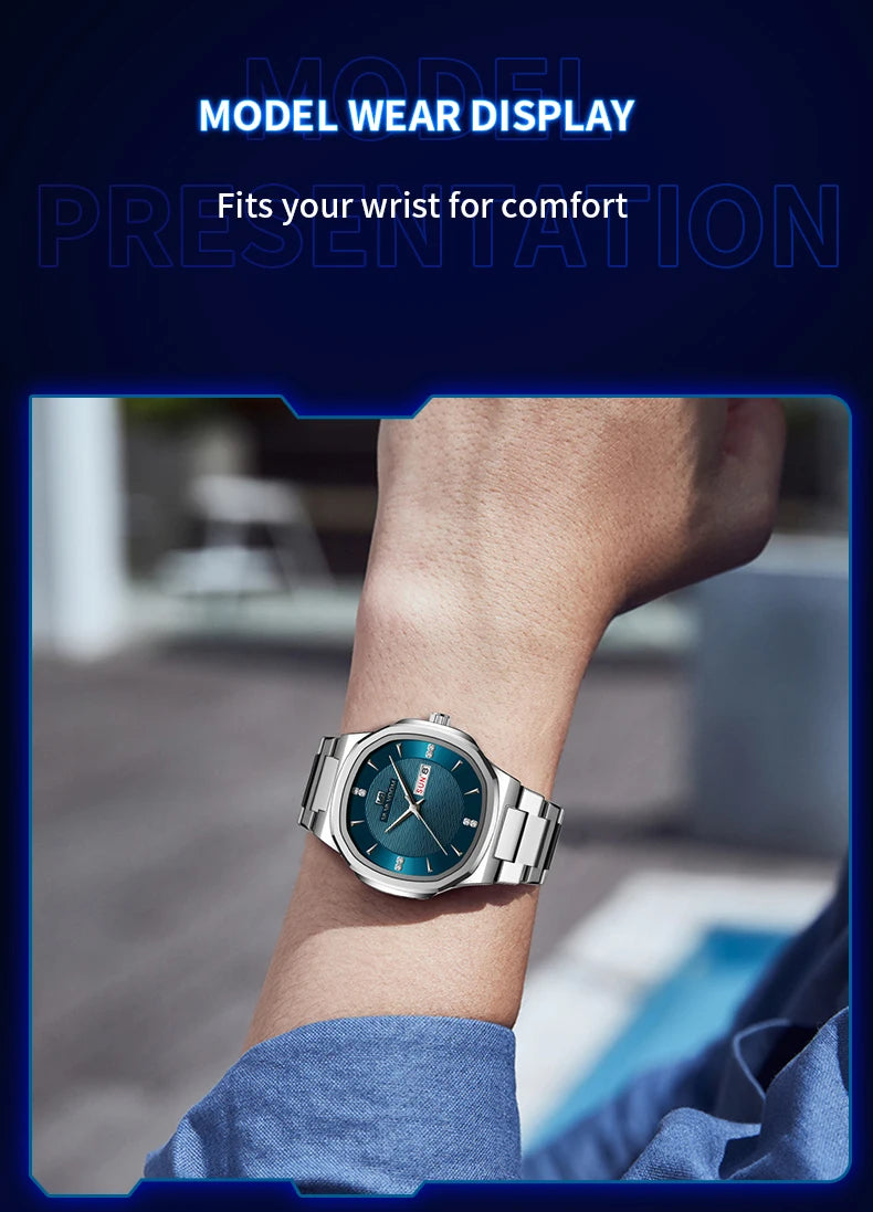 VA VA VOOM Men Watch Fashion Silver Black Stainless Steel 41mm Casual Business Style Week 3Bar Waterproof Sports Quartz Watches