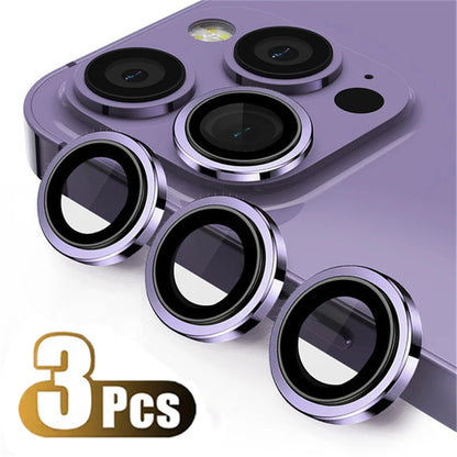 Protector For iPhone 16 Pro Max 15 14 13 12 Mini Pro Max Metal Ring Tempered Glass Lens Cover Cap