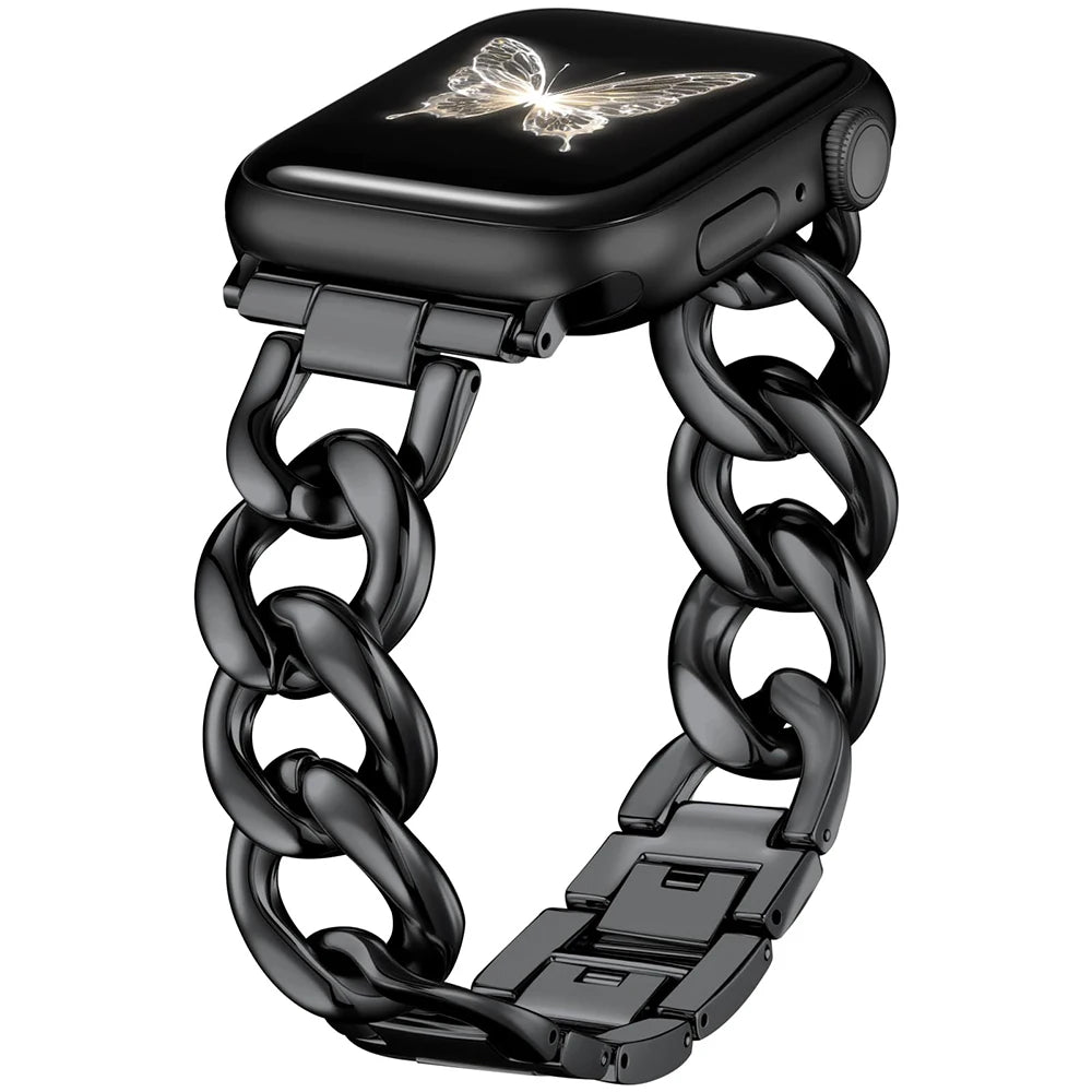 Metal Chain Link Compatible For Apple Watch Band Series Women Men Classic Watch Strap Replacement Accessories Smartwatch Bands