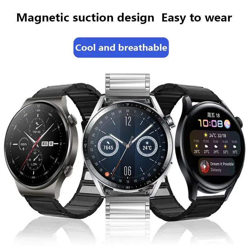 Watch Strap Magnetic Metal Band For Amazfit Bip 3 3Pro GTR 3 4 GTS 2 3 4 4mini Stainless Steel For Huawei GT2 Pro GT3