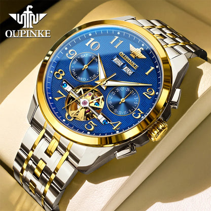 OUPINKE 3263 Automatic Mechanical Watch Multifunctional Dial Auto Date Waterproof Night light Watch Original Brand