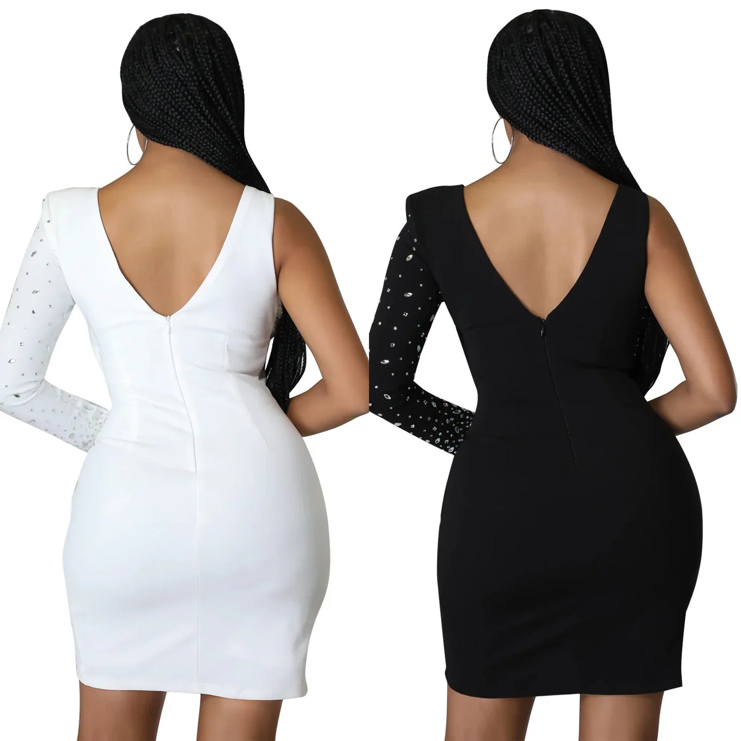 Fashionable Sexy Spaghetti Strap Rhinestone Embellished Cross-Border Summer Dress European American Style