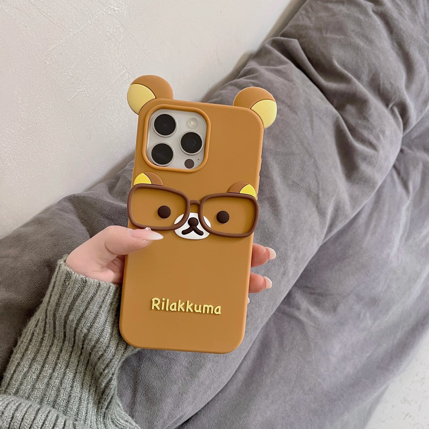 New Glasses Rilakkuma For iPhone 17 16 15 14 13 12 11 Pro Max Plus 6 7 8 Plus Silicone Soft Cover Case