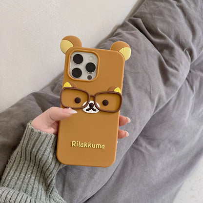 New Glasses Rilakkuma For iPhone 17 16 15 14 13 12 11 Pro Max Plus 6 7 8 Plus Silicone Soft Cover Case