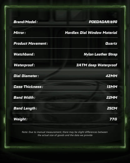 POEDAGAR High Quality Military Watch For Man Waterproof Luminous Date Fashion Men Clock Nylon Leather Quartz Men's Watches Reloj