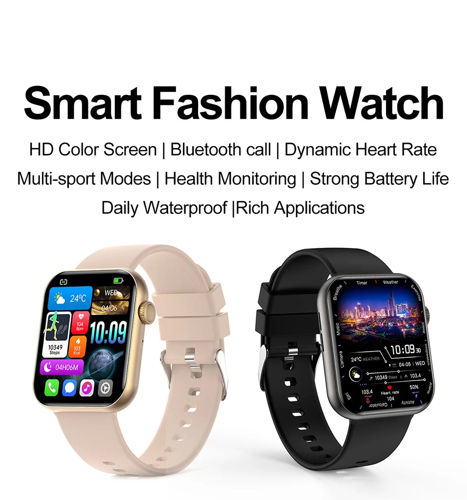 Smart Watch Full Touch Screen Bluetooth Call AI Voice Heart Rate Waterproof Watches Sports Bracelet Smartwatch Women