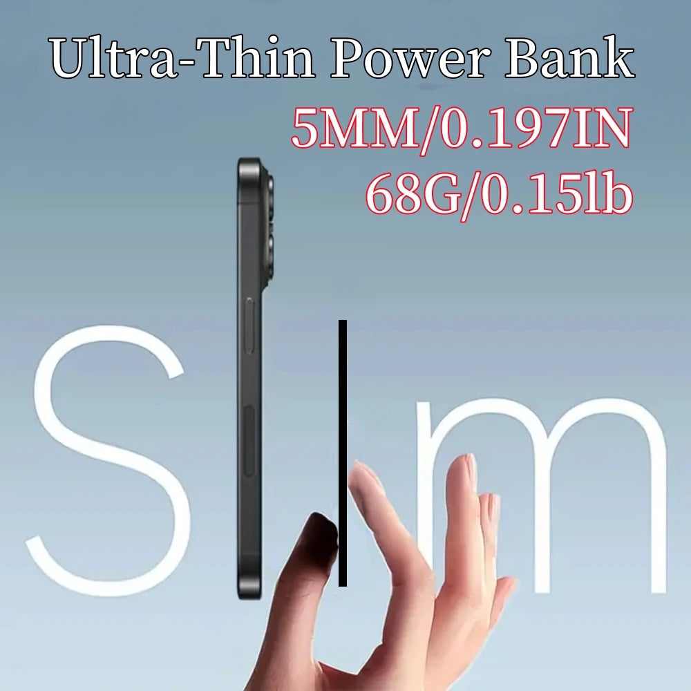 Ultra-Thin Magnetic Power Bank Ultra-Slim 8000mAh Charger , Mini Power Banks For Card Holder Wallet, For IPhone XIAOMI