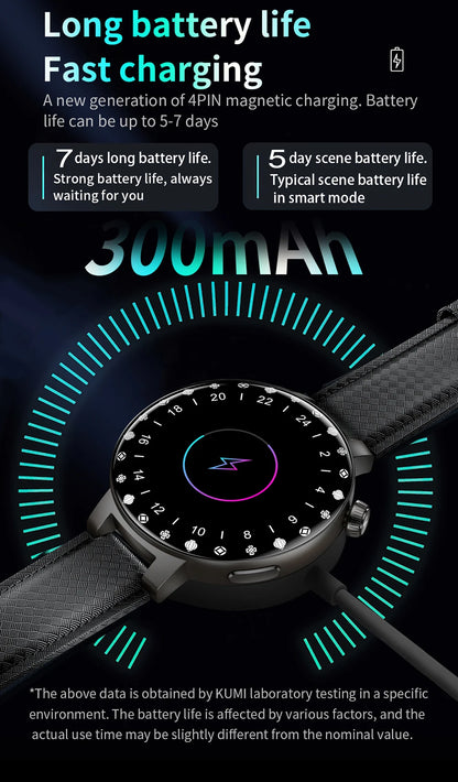 KUMI GT6 Pro 1.3" 360*360 AMOLED Smart watch 100+Sport Modes IP68 waterproof Bluetooth call Sleep Healthy Monitor for iOSAndroid