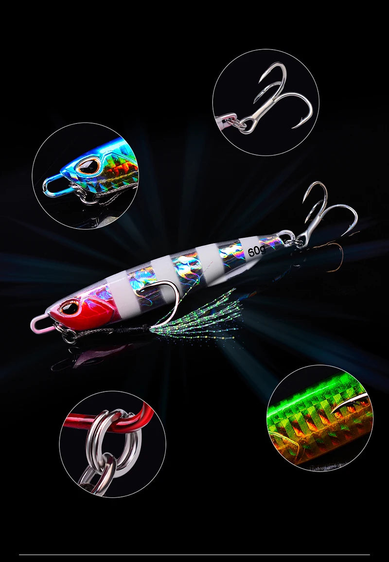 Metal Jig 10G - 60G Artificial Baits Hard Baits Vibrant Fishing Lures for Freshwater & Saltwater