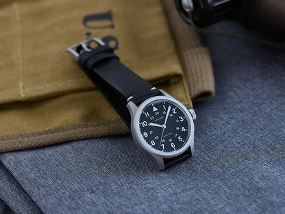 Baltany Men Quartz Field Watch S2082 10-Year Life Battery Luminous Leather Sapphire Stainless Steel Date Retro Military Watches