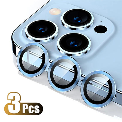 Protector For iPhone 16 Pro Max 15 14 13 12 Mini Pro Max Metal Ring Tempered Glass Lens Cover Cap