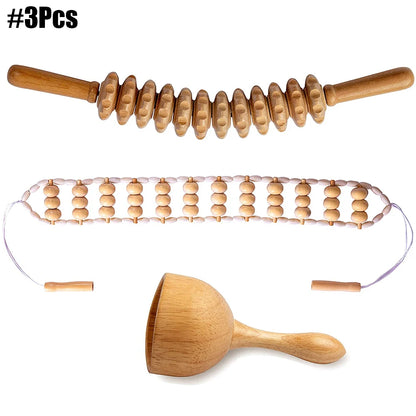 Body Wood Therapy Complete Kit Wooden Maderotherapy Kit for Reductive Massage Colombian Wood Therapy Tools for Body Contour Tool