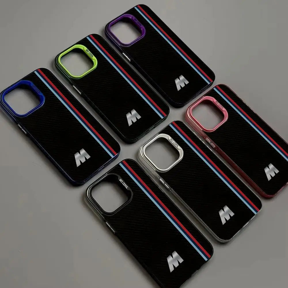 Striped letter M pattern phone case for iPhone 17 16 15 14 13 12 11 Pro Max/Pro/Plus Drop and shock resistant back cover