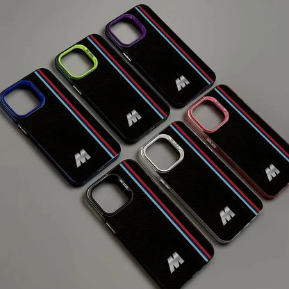 Striped letter M pattern phone case for iPhone 17 16 15 14 13 12 11 Pro Max/Pro/Plus Drop and shock resistant back cover
