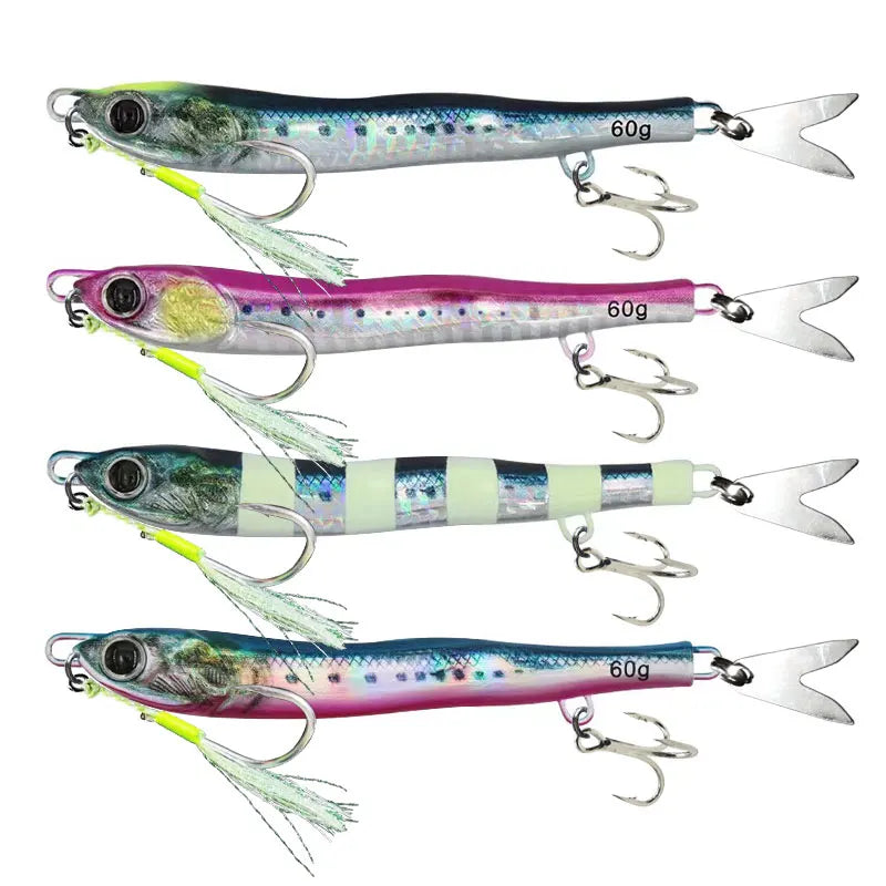 JIg Lure Fishing Anglers Glow Jig 3D Print Treble Hook Speed Falling 40g60g80g Metal Hard Bait Jigging Pesca Bait