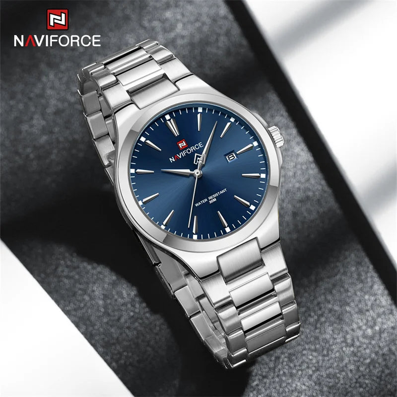 NAVIFORCE Original Design Fashion Men's Watches Stainless Steel Simple Calendar Male Waterproof Wristwatches Relogio Masculino