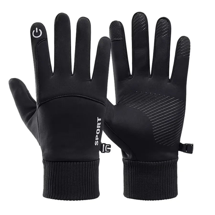 Autumn Winter Outdoor Cycling Gloves Gym Fitness Sports Running Warm Touch Screen Nonslip Gloves Motorcycle Gloves Men Black - Japan 4 All
