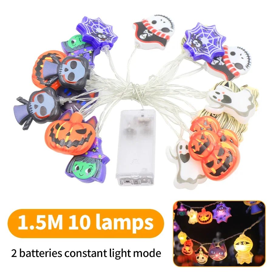 Halloween Party LED String Lights Ghost Pumpkin Spider Web Hanging Lamp For Halloween Home Indoor Outdoor Decoration Props 2024 - Japan 4 All