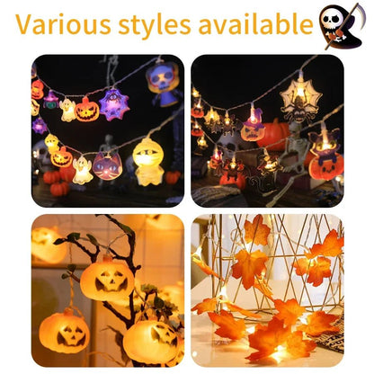 Halloween Party LED String Lights Ghost Pumpkin Spider Web Hanging Lamp For Halloween Home Indoor Outdoor Decoration Props 2024 - Japan 4 All