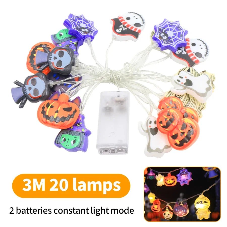 Halloween Party LED String Lights Ghost Pumpkin Spider Web Hanging Lamp For Halloween Home Indoor Outdoor Decoration Props 2024 - Japan 4 All