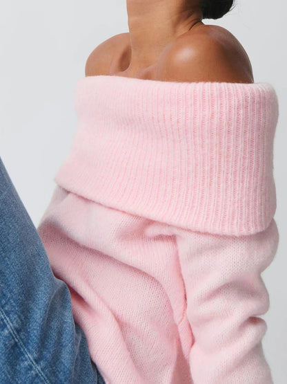 hirigin Women Y2k Off Shoulder Sweater Relaxed Fit Long Sleeve Strapless Knit Pullover Top Sexy Aesthetic Fall Streetwear - Japan 4 All