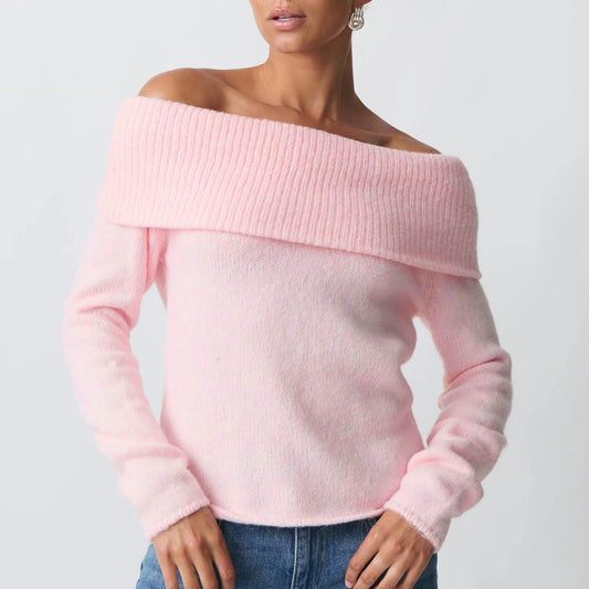 hirigin Women Y2k Off Shoulder Sweater Relaxed Fit Long Sleeve Strapless Knit Pullover Top Sexy Aesthetic Fall Streetwear - Japan 4 All
