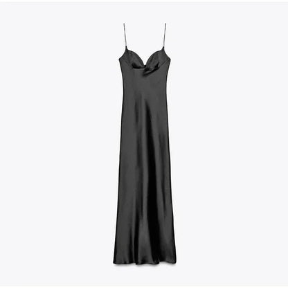Party Solid Women Long Dresses Sexy A Line Backless Sleeveless Female Dress 2025 Summer Elegant Evening Satin Lady Robes - Japan 4 All