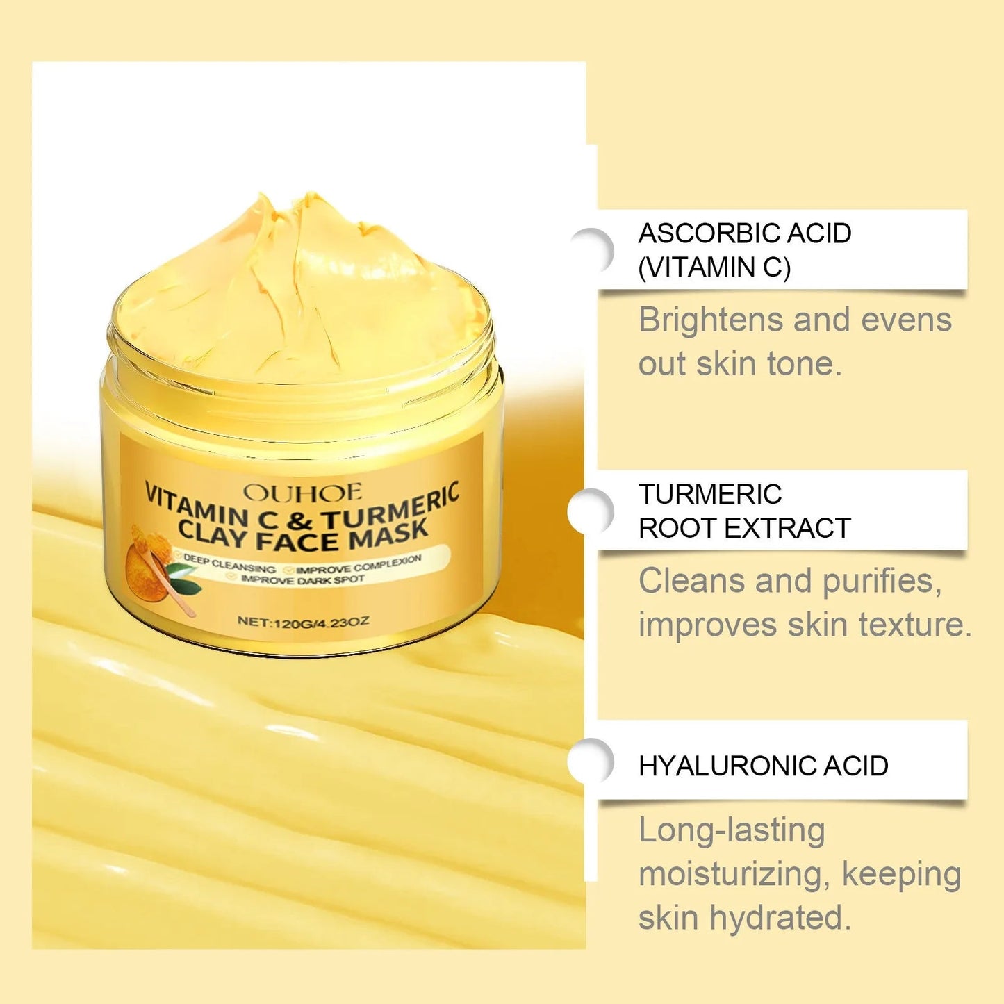 Vitamin C Exfoliating facial mask Turmeric Exfoliating facial mask Improve Pore Deep Cleaning facial mask Apply facial mask - Japan 4 All