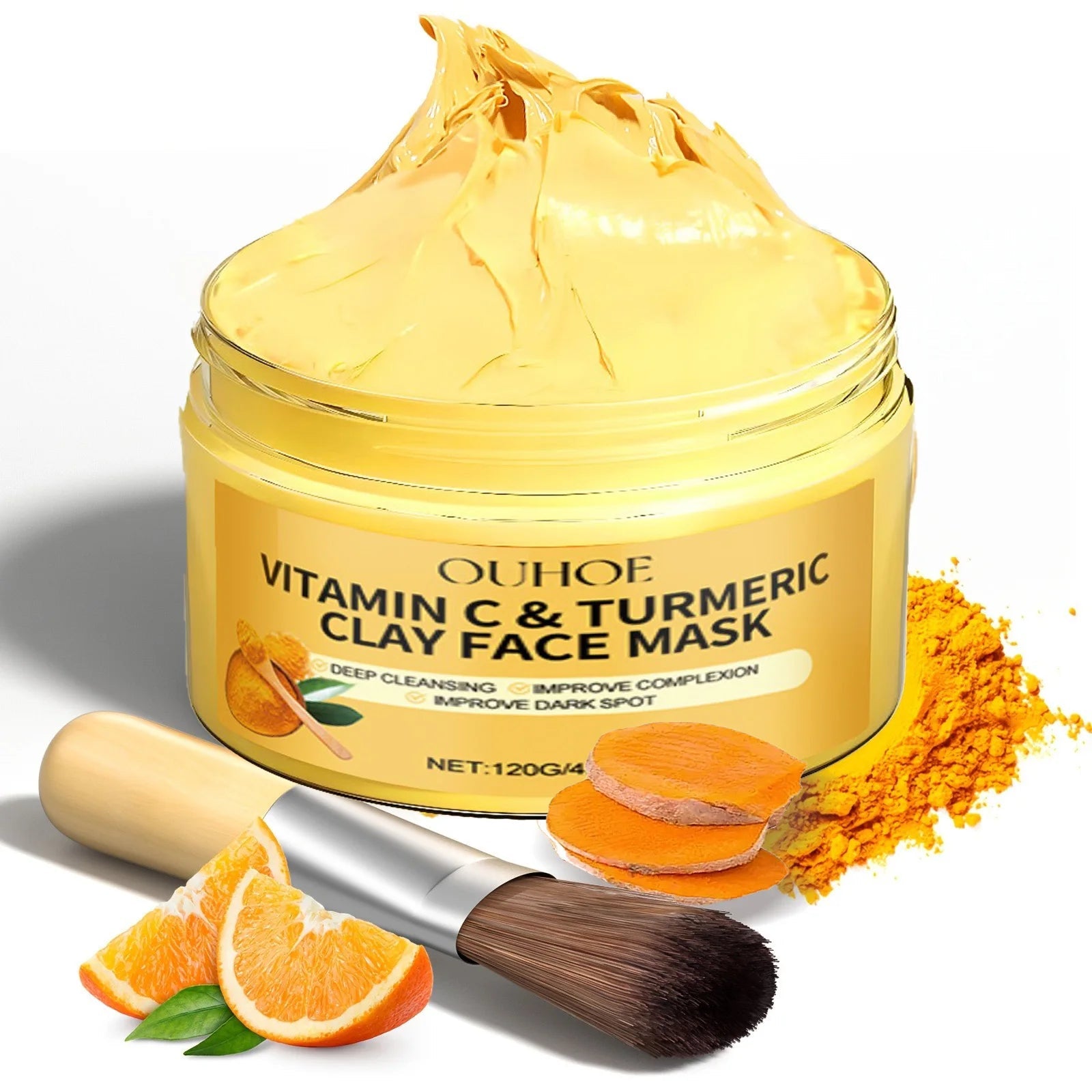 Vitamin C Exfoliating facial mask Turmeric Exfoliating facial mask Improve Pore Deep Cleaning facial mask Apply facial mask - Japan 4 All