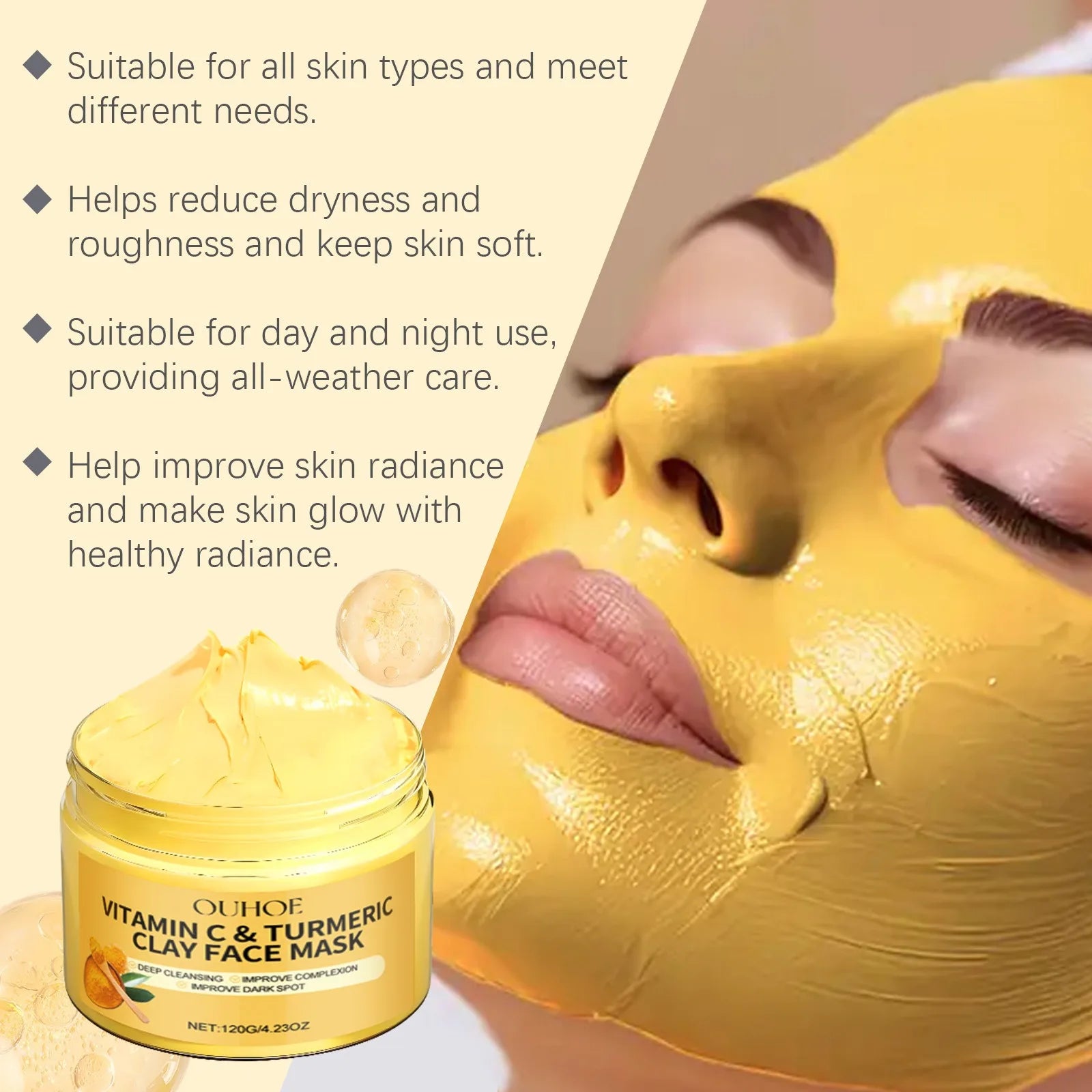 Vitamin C Exfoliating facial mask Turmeric Exfoliating facial mask Improve Pore Deep Cleaning facial mask Apply facial mask - Japan 4 All